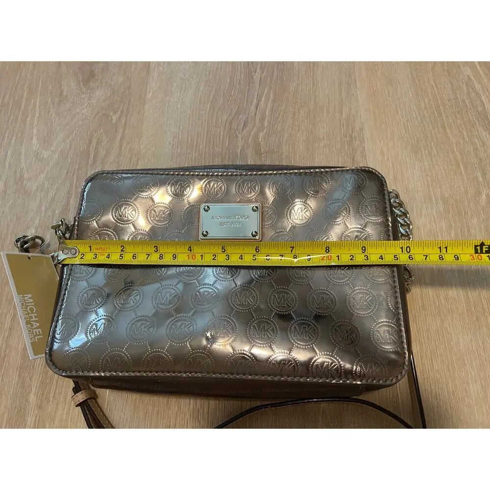 NWT Michael Kors Patent Leather Logo Chain with Leather Strap Mini Crossbody Bag